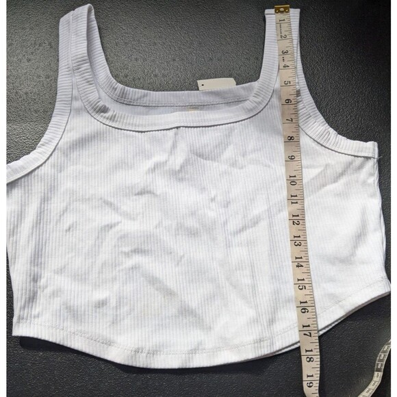 Madewell Cool Sculpt Luma Crop Tank Ribbed in Sleekhold White Size XL - Picture 6 of 11